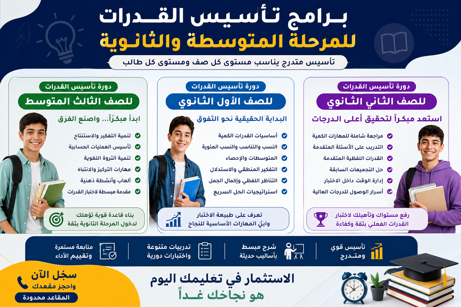 برامج تأسيس القدرات للمرحلة المتوسطة والثانوية برامج تأسيس القدرات للمرحلة المتوسطة والثانوية